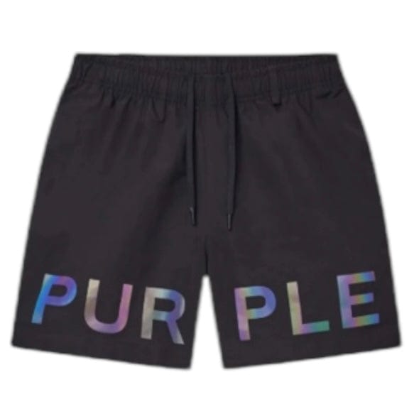 Purple Brand Holographic Swim Shorts (Black) P504-PBHW225