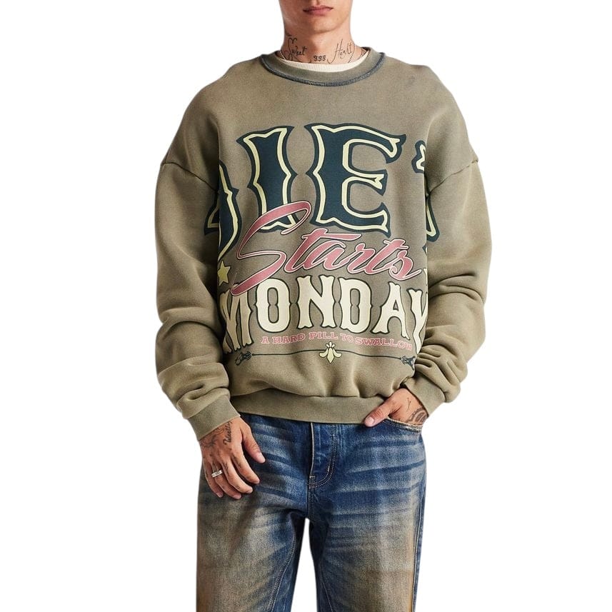 Diet Starts Monday Jumbo Crewneck Sweatshirt (Stonewashed Olive)