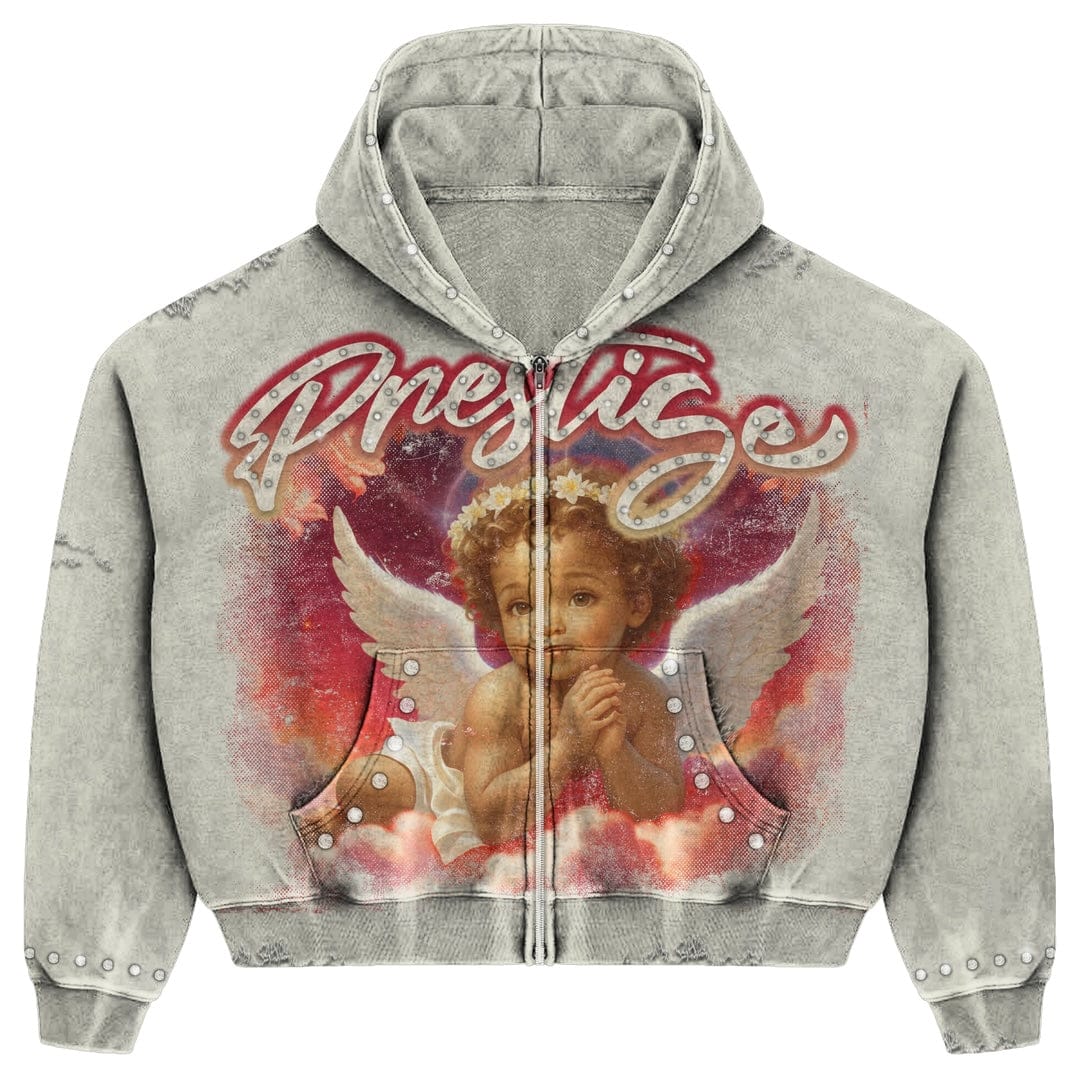 Prestige Collection Angel Hoodie (Heather Grey/Red)