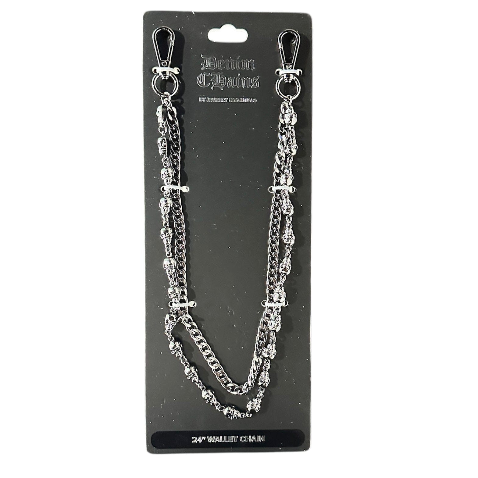 Jewelry Essentials Skull x Cuban Double Pant Chain (Black) BKC-159BK