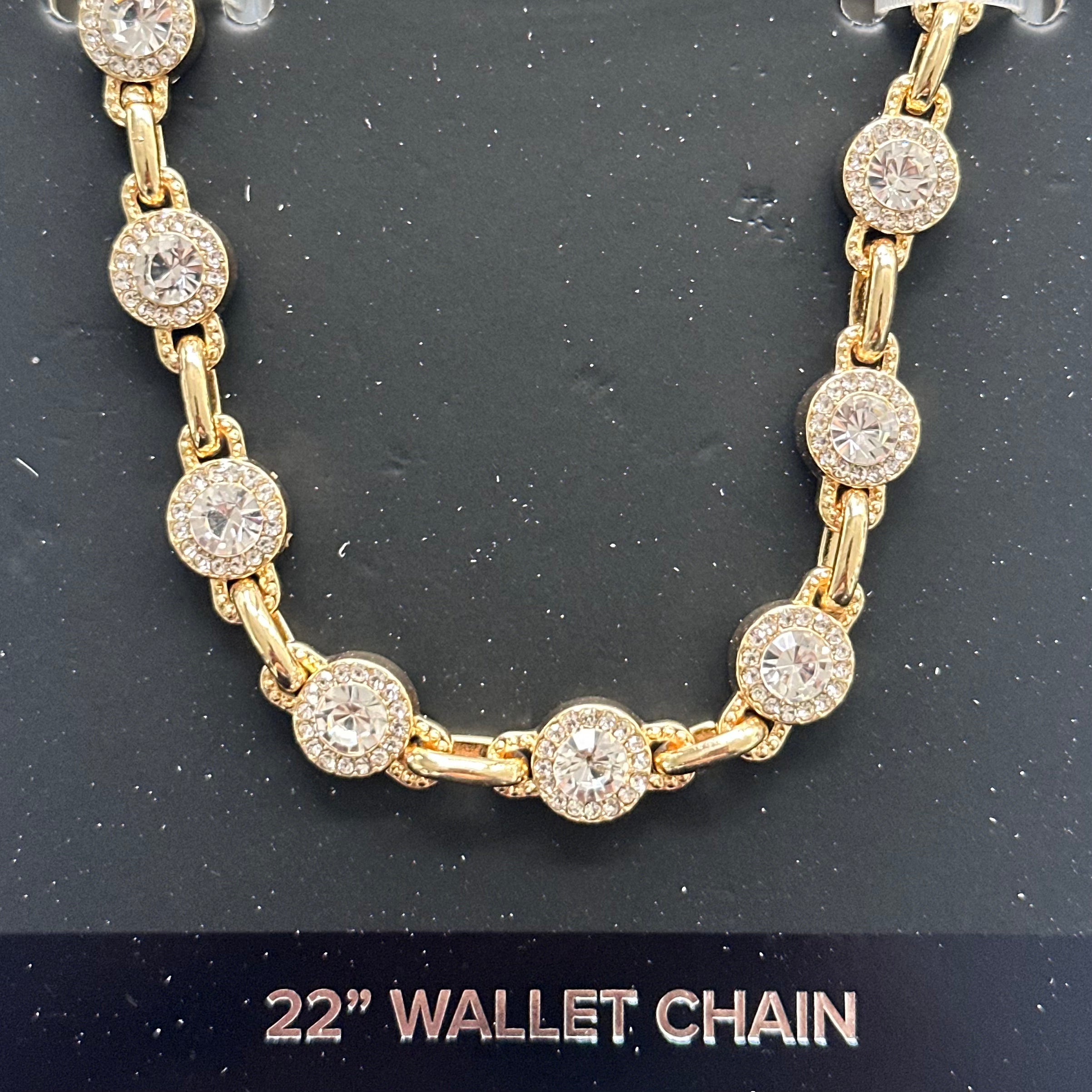 Jewelry Essentials Iced Round Pant Chain (Gold) BKC-274G