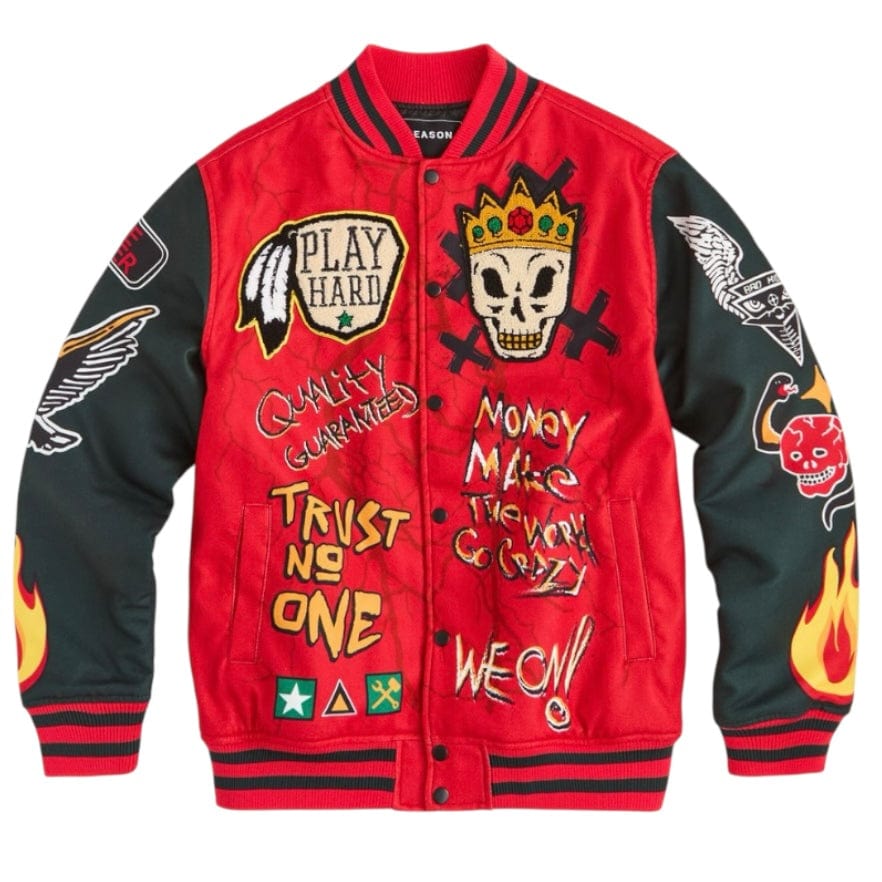 Reason Brand Work Hard Varsity Jacket (Red) RER5-009