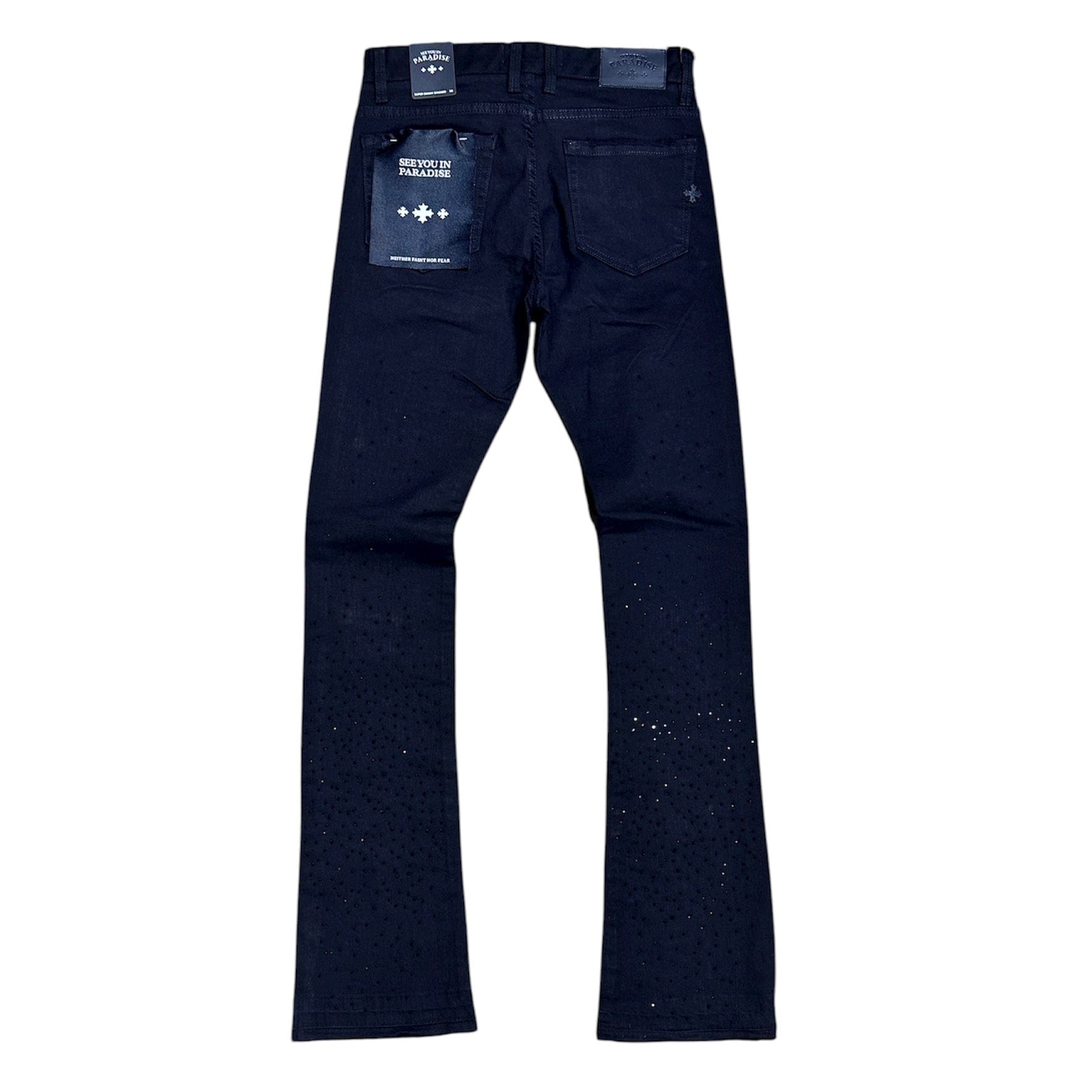 See You In Paradise Rhinestones Stacked Denim (Jet Black) JTF2315A