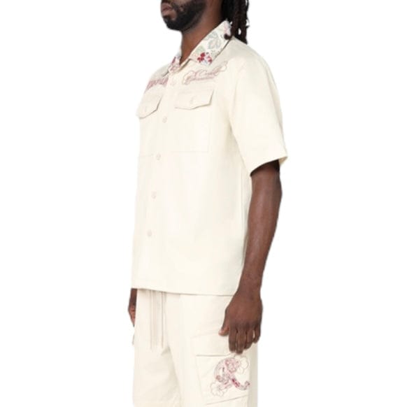 Smoke Rise Boxy Tapestry SS Buttoned Down Set (Ecru) WH25196