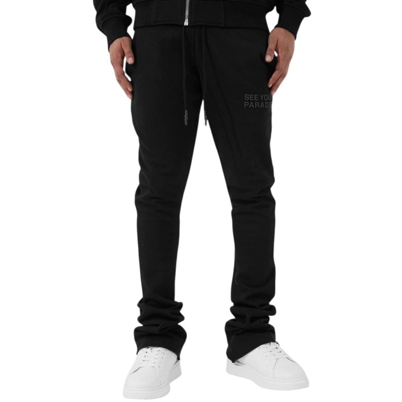 See You In Paradise Tonal Stacked Sweatpants (Black)