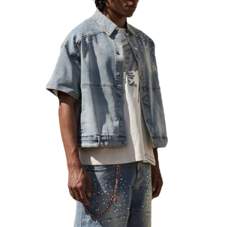 Hyde Park Studded Park Denim Work Shirt (Blue)