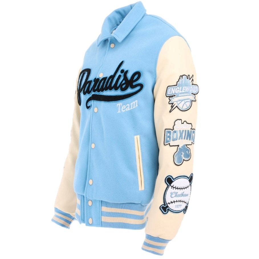 See You In Paradise Team Varsity Jacket (Sky Blue) 91700