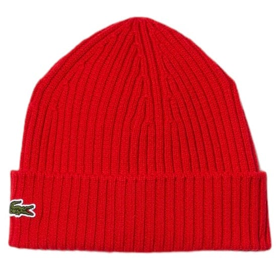 Lacoste Unisex Ribbed Wool Beanie (Red) RB0001-51
