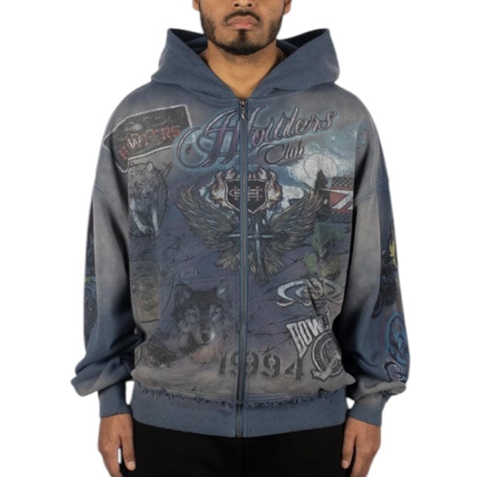Howlers Club Night Magic Zip Hoodie (Navy Sun Fade)