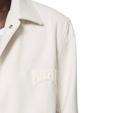 Purple Brand Title Antique White Letterman Jacket (Off White) P645-FAWT224