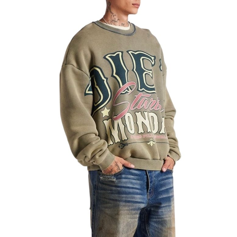 Diet Starts Monday Jumbo Crewneck Sweatshirt (Stonewashed Olive)