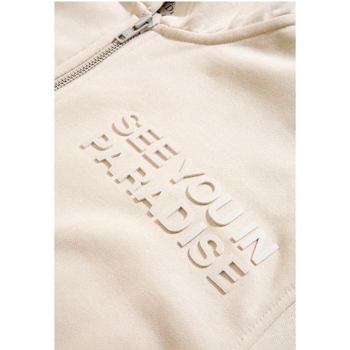 See You In Paradise Tonal Zip Up Hoodie (Taupe Cream) 8863H