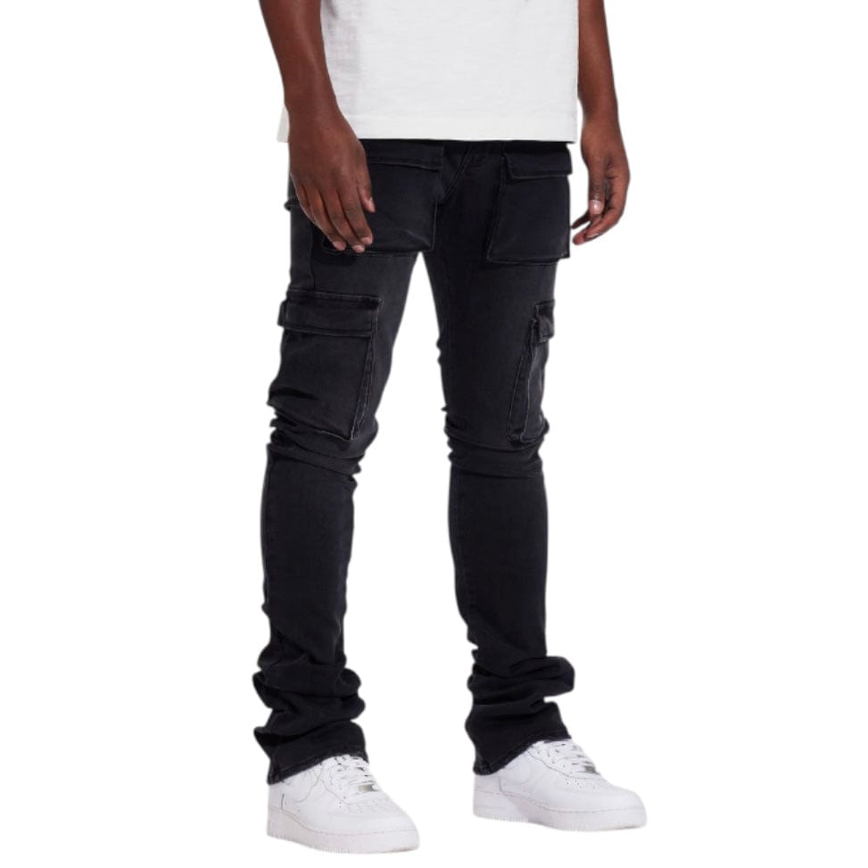 Crysp Jake Cargo Flare Denim Jean (Black) CRYSUM25-106