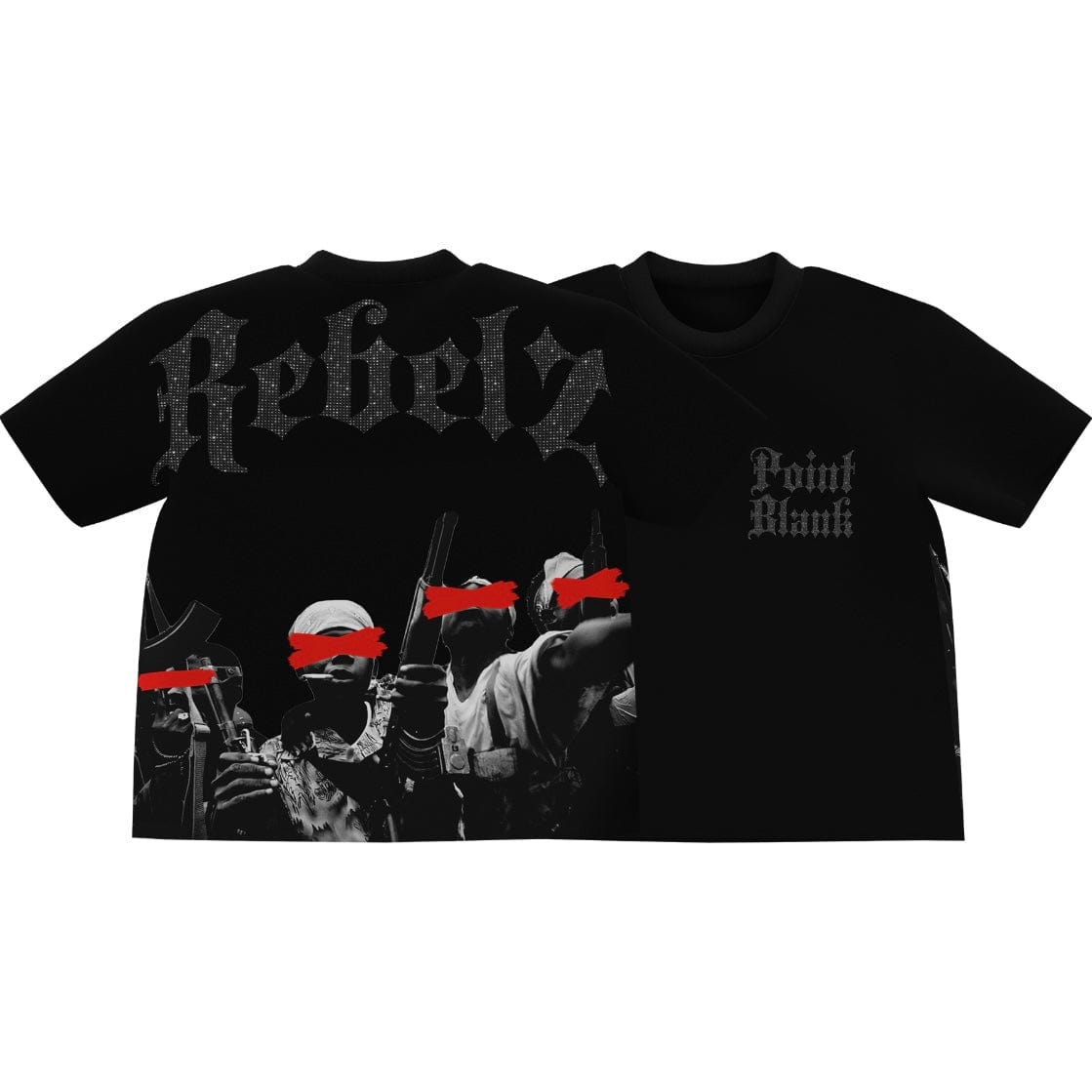 Point Blank Rebelz Luxe Rhinestone Tee (Black) PBDC24TS
