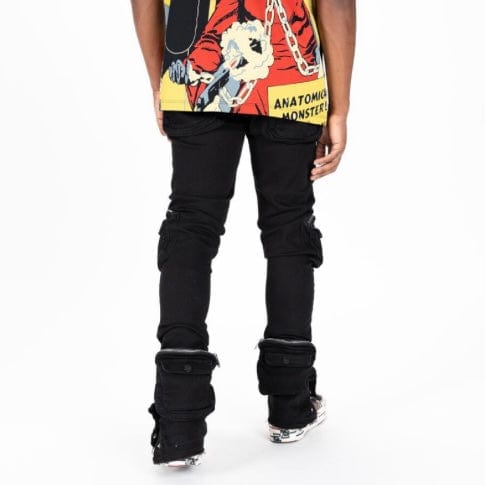 Pheelings "Journey To Greatness" Cargo Flare Stacked Denim (Jet Black)