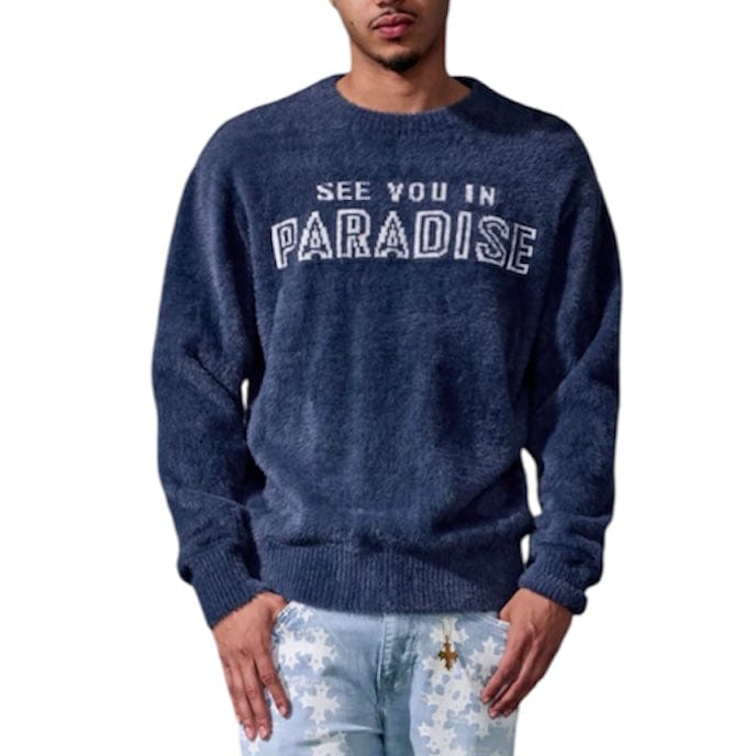 See You In Paradise Plush Crewneck Sweater (Navy) 3992