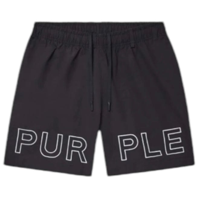 Purple Brand Outline Swim Shorts (Black) P504-PBWO225