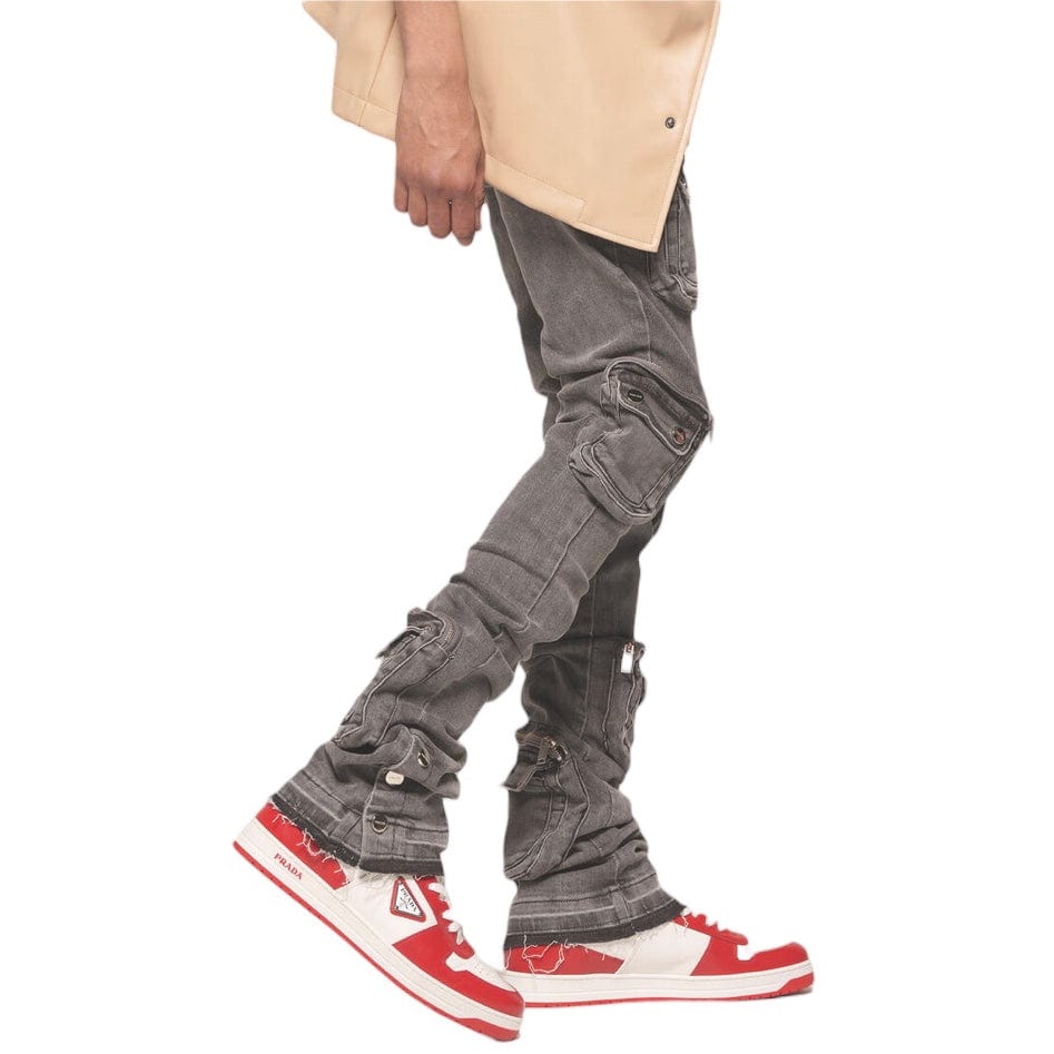 Pheelings "Journey To Greatness" Cargo Flare Stack Denim (Charcoal Grey)