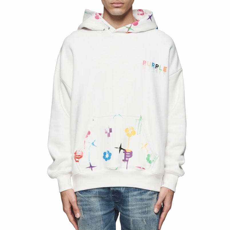 Purple Brand Hwt Fleece Po Paint Monogram Hoodie (Off White) P401-HCMP