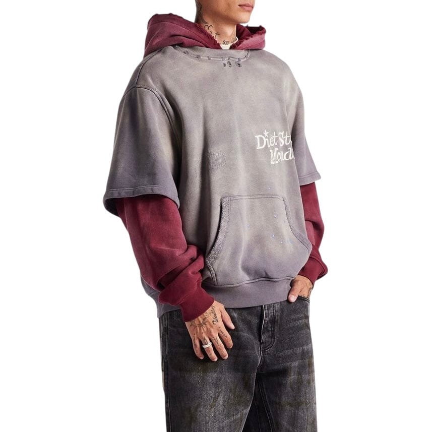 Diet Starts Monday Double Layer Hoodie (Washed Black/Maroon)