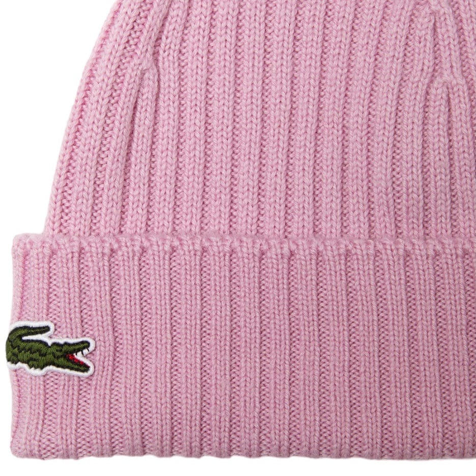 Lacoste Unisex Ribbed Wool Beanie (Pink) RB0001-51