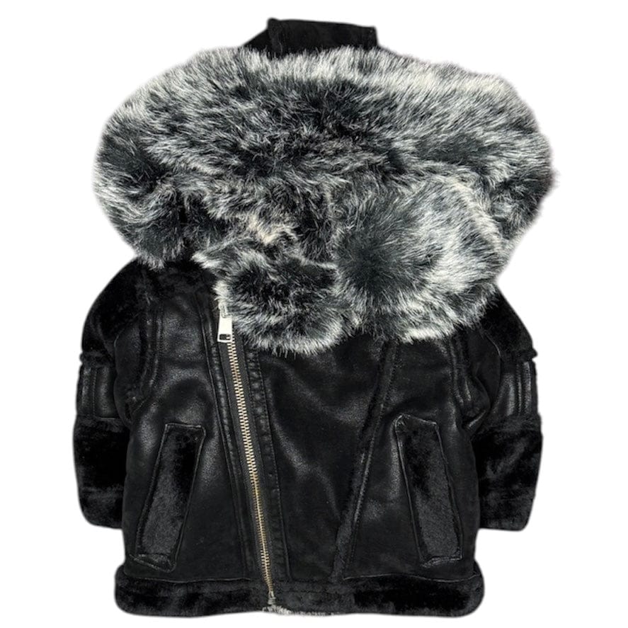 Kids Jordan Craig Shearling Moto Coat (Black) - 91401K