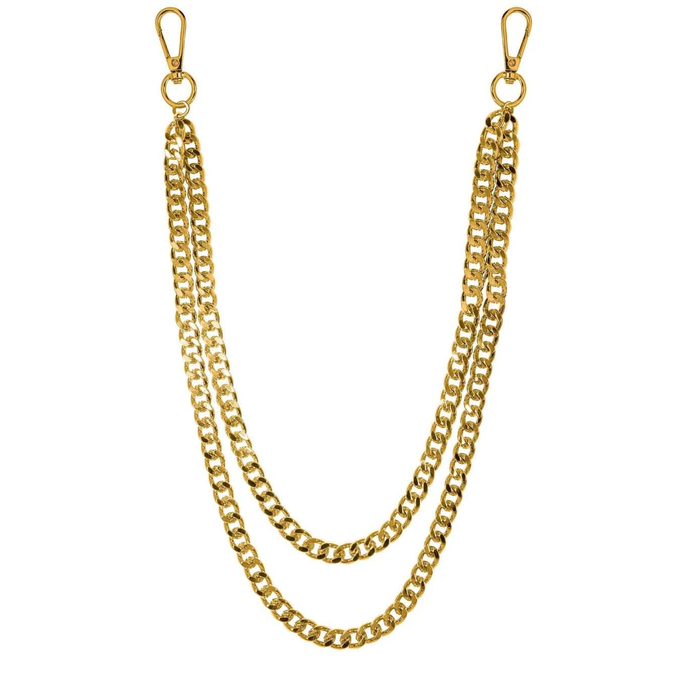 Jewelry Essentials 11mm Double Layered Cuban Pant Chains (Gold) BKC-205G