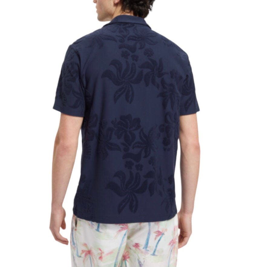 Scotch & Soda Terry Jacquard Short Sleeve Shirt (Navy Blue) 177056