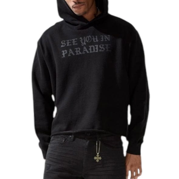 See You In Paradise Cropped Pullover Hoodie (Jet Black) 9120H