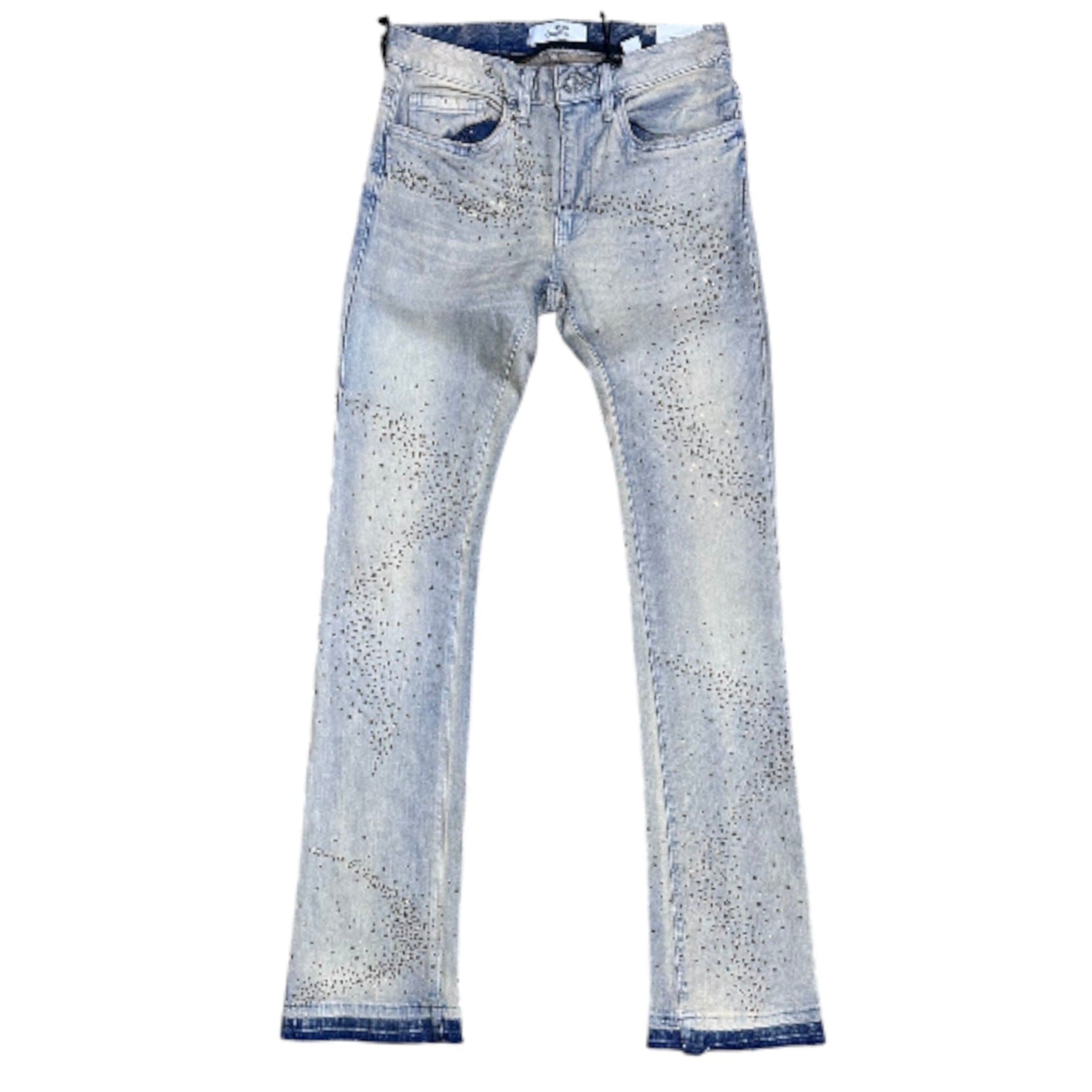 Liquid Crystals Small & Big Crystals Stacked Denim (Cream Wash) JTF2316