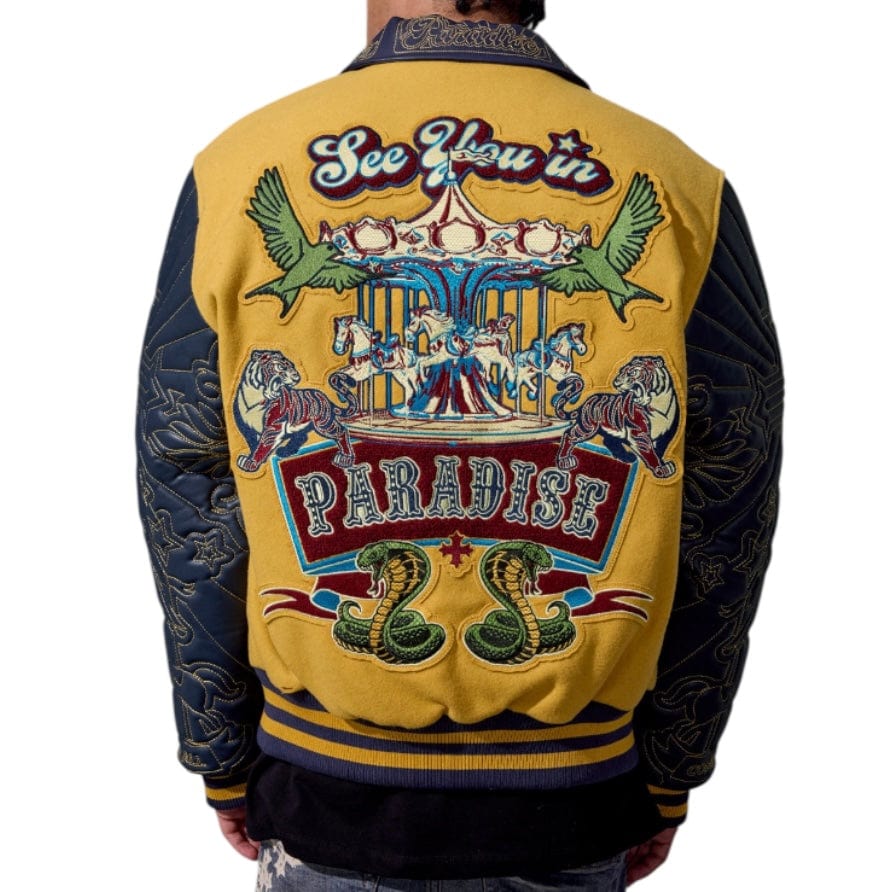 See You In Paradise Smoke & Mirrors Varsity Jacket (Mustard) 91667