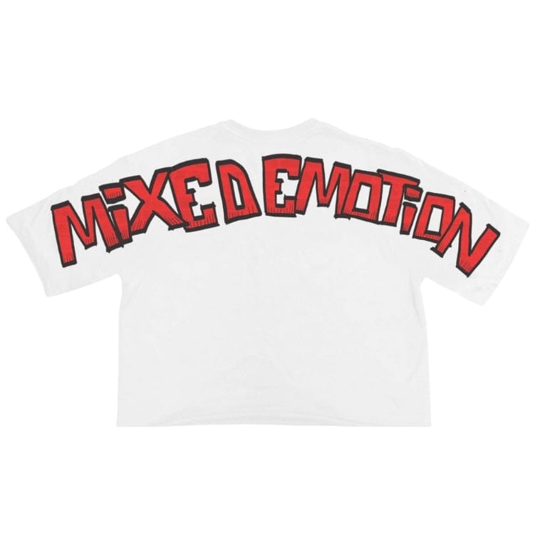 Mixed Emotion Monster Cropped Tee (White)