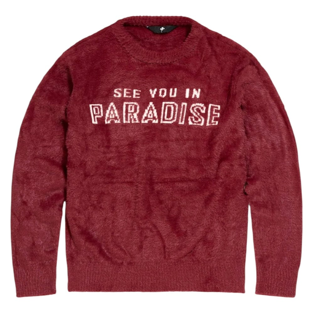 See You In Paradise Plush Crewneck Sweater (Burgundy) 3992