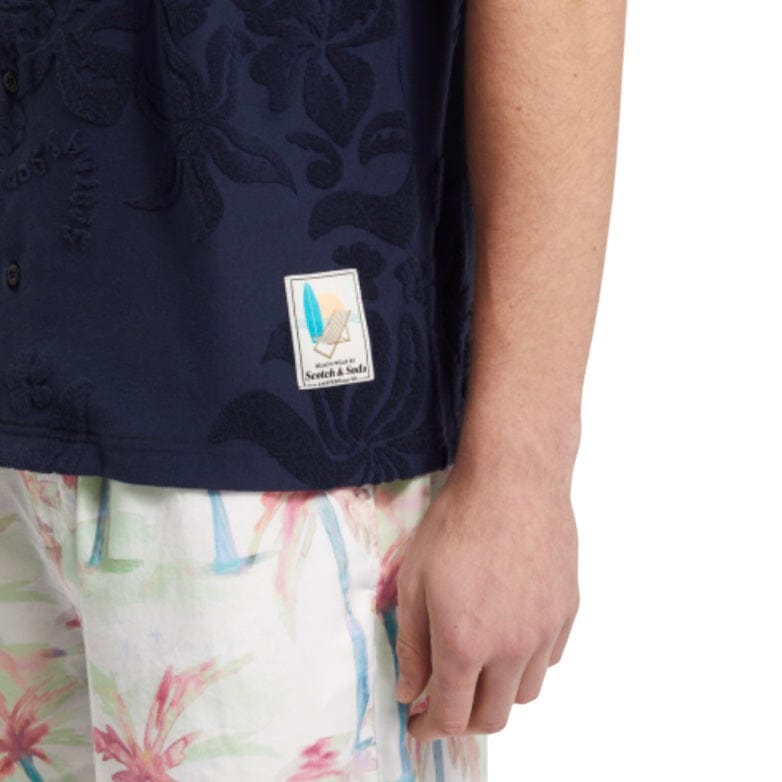 Scotch & Soda Terry Jacquard Short Sleeve Shirt (Navy Blue) 177056