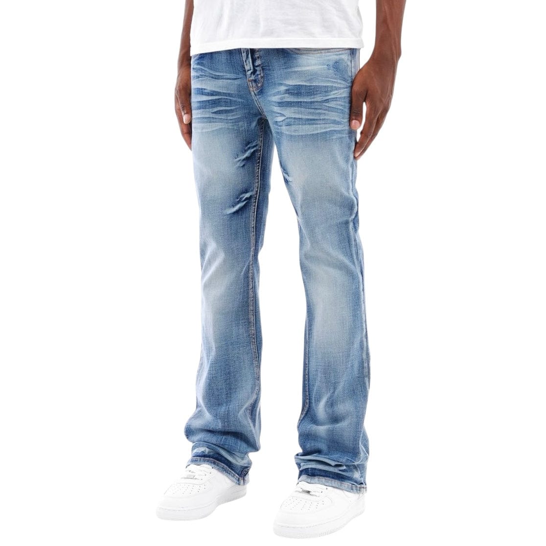 Copper Rivet Flare Fit Denim Jean (Light Sand Blue) 533018-LSB