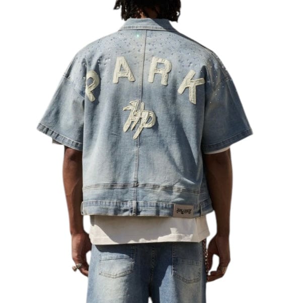 Hyde Park Studded Park Denim Work Shirt (Blue)