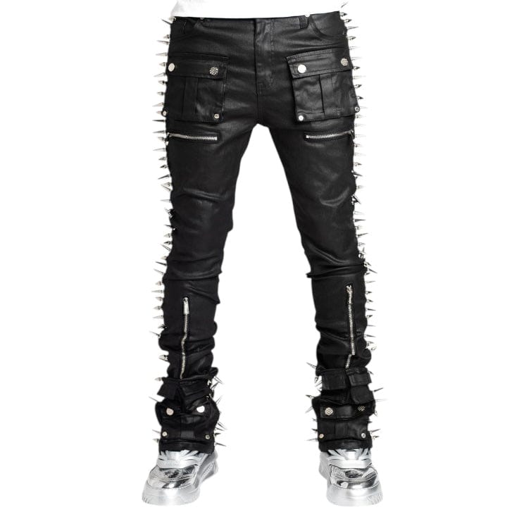パンツ waxed coating black skinny denim opium Guapi Waxed Spikes Denim (Obsidian Black)