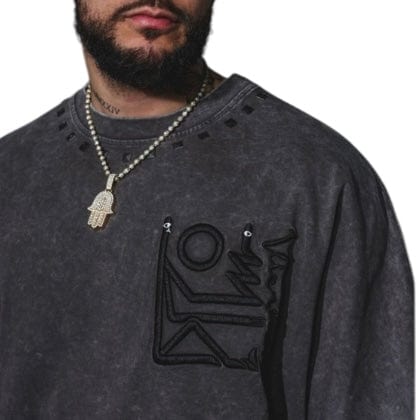 Vie Riche Tribal Stones Tee (Acid Wash Grey) VR1351-AGY