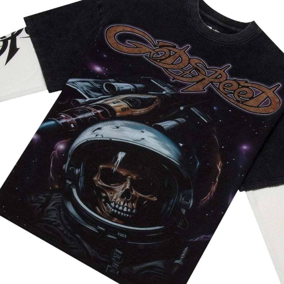 Godspeed Space Traveler Layered LS T Shirt (Black)