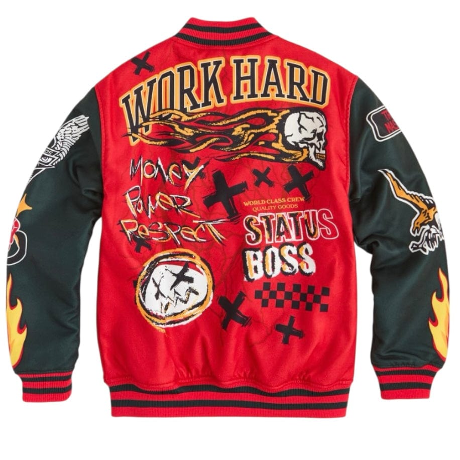 Reason Brand Work Hard Varsity Jacket (Red) RER5-009