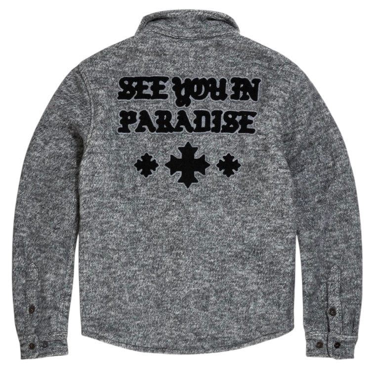 See You In Paradise Wool Embroidered Shacket (Charcoal) 2569