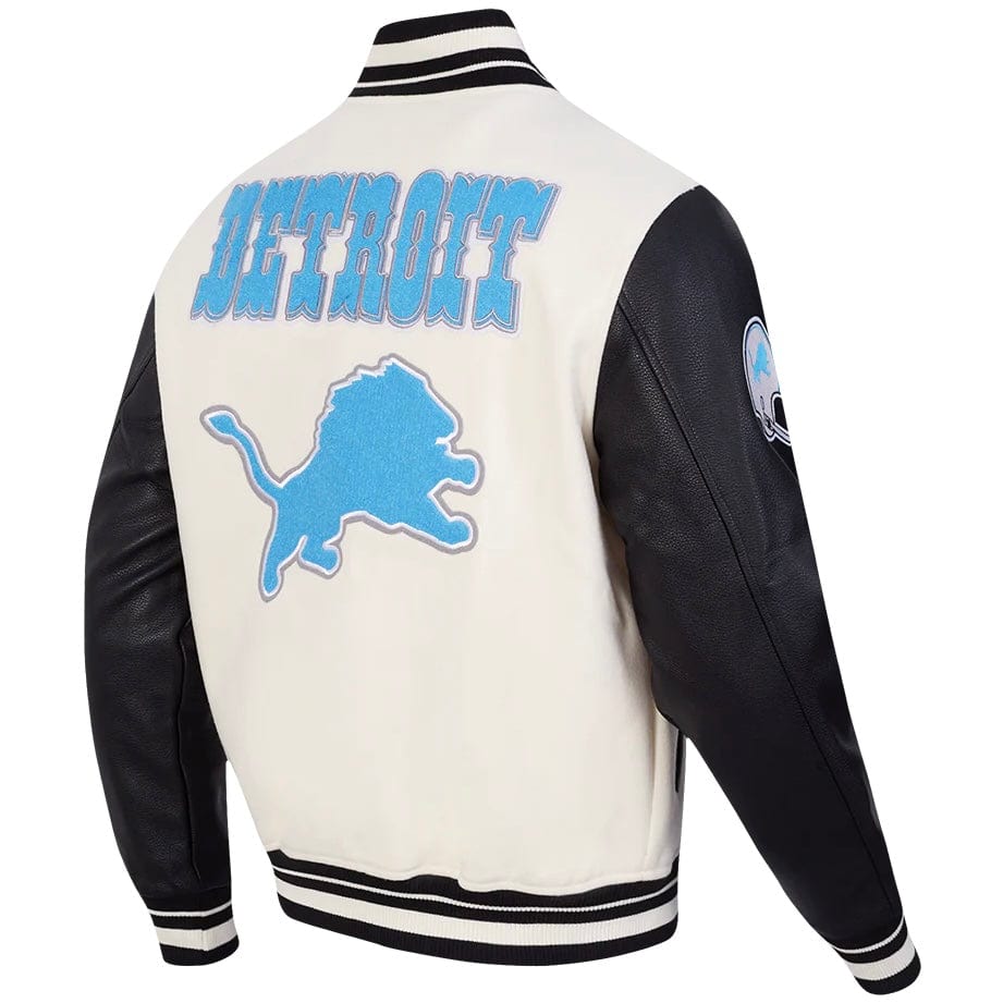 Pro Standard NFL Detroit Lions Retro Classic Varsity Jacket (Eggshell/Black)