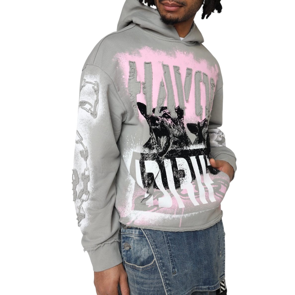 Smoke Rise Oversized Havoc Fleece Hoodie (Drizzle) FO25558