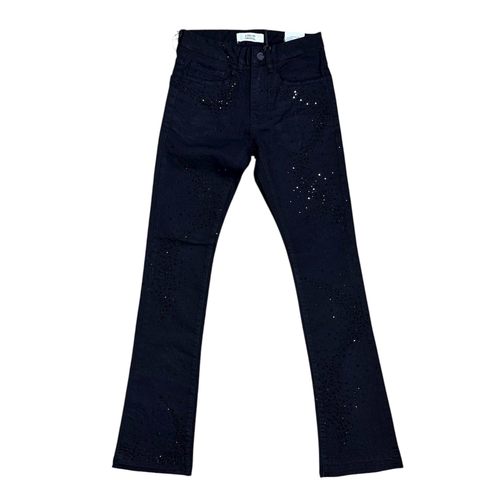Liquid Crystals Small & Big Crystals Stacked Denim (Jet Black) JTF2316A