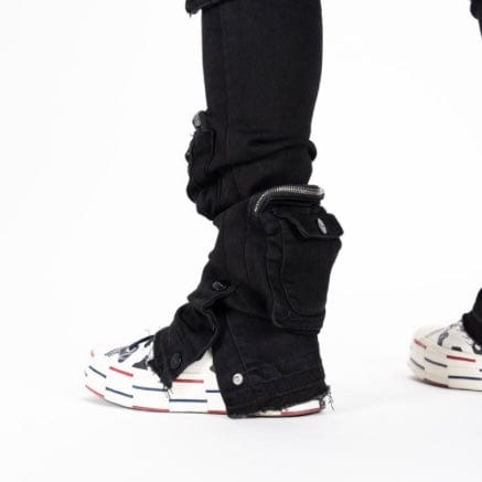 Pheelings "Journey To Greatness" Cargo Flare Stacked Denim (Jet Black)