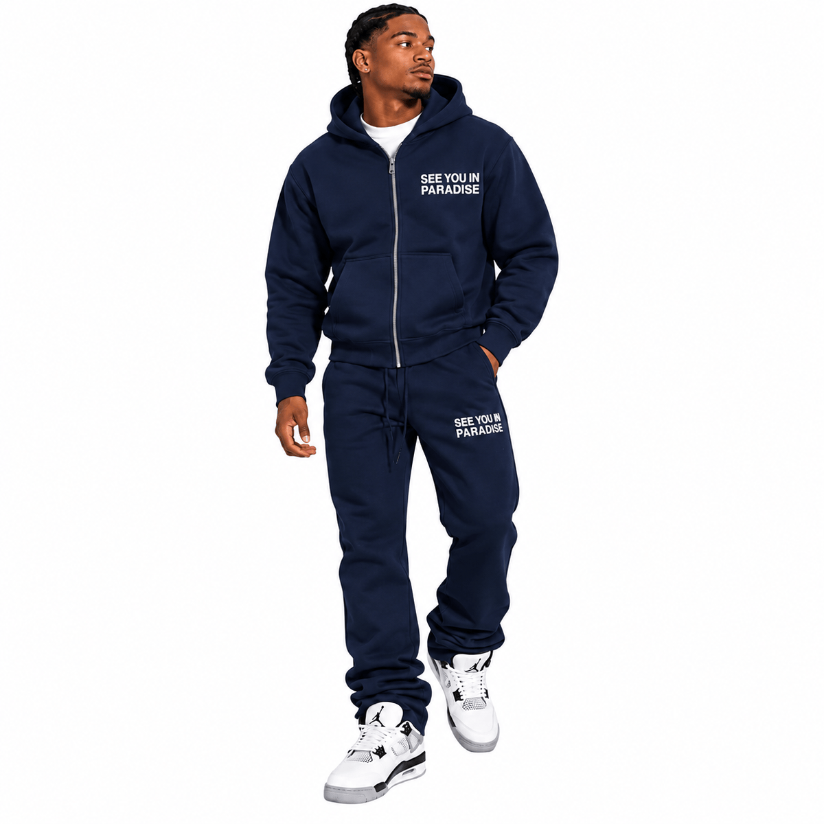 See You In Paradise Heavyweight Zip Hoodie & Sweatpants Set (Navy)