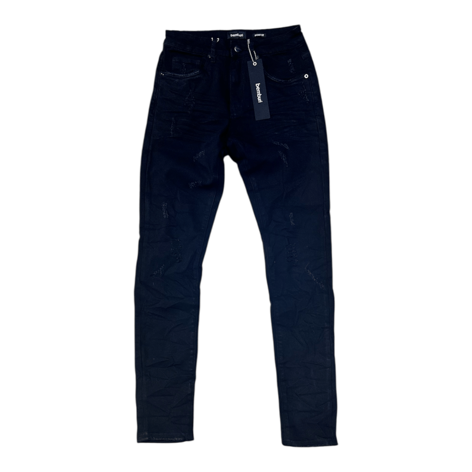 Bemburi Skinny Fit Distressed Denim Jean (Jet Black) M8767D