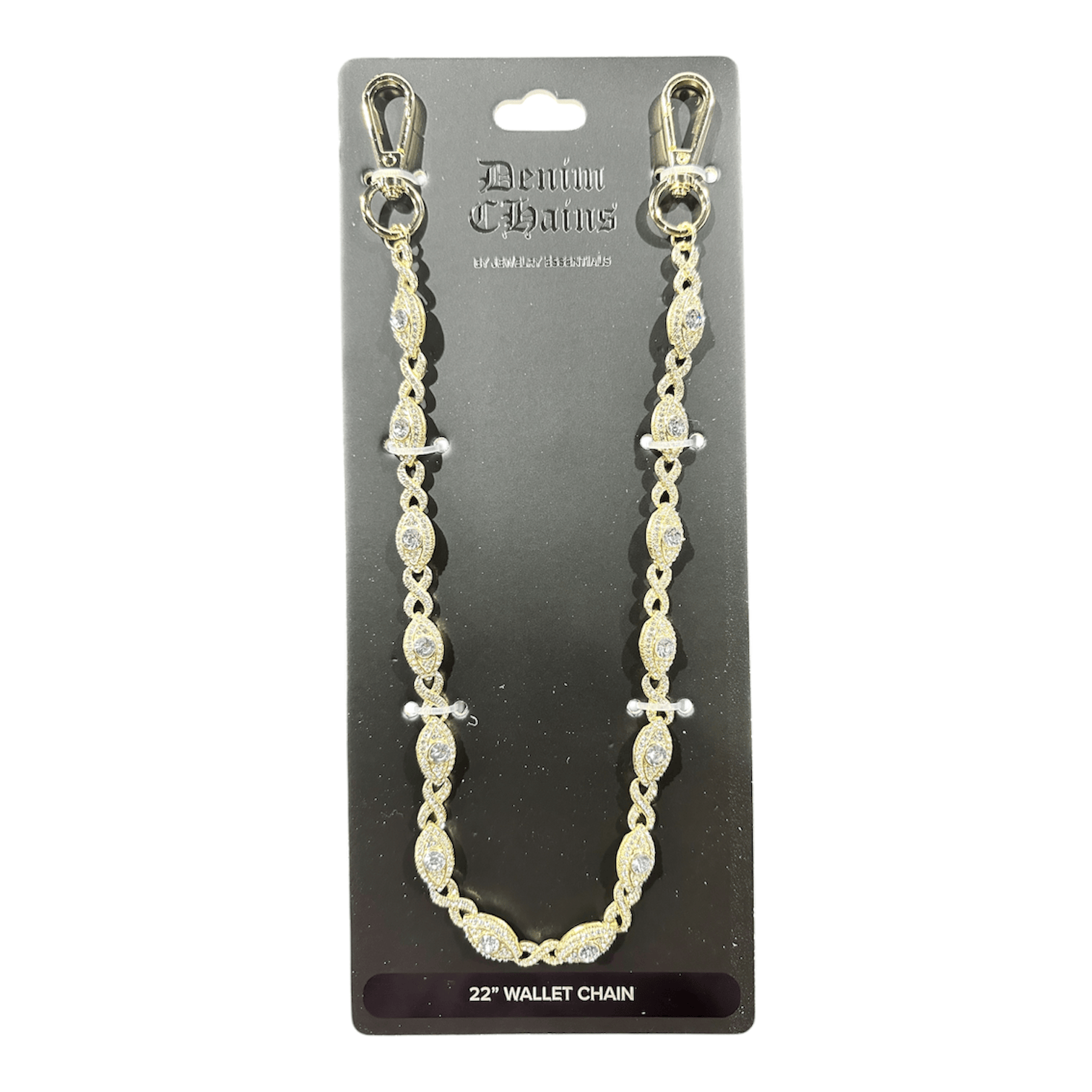 Jewelry Essentials Iced Evil Eye Infinity Link Pant Chain (Gold) BKC-276G