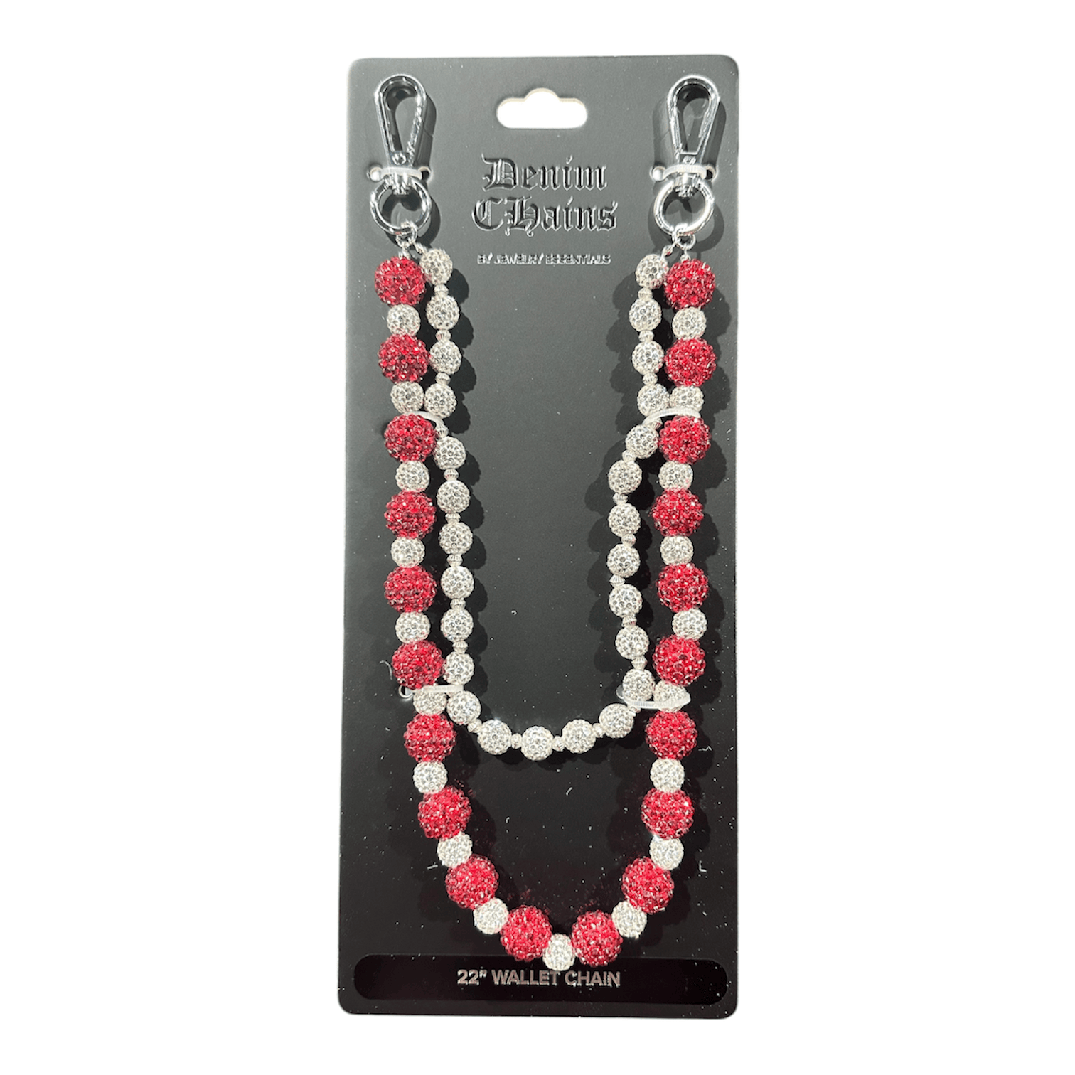 Jewelry Essentials Alternating Ball Chain (Silver/Red) FLC-006SRE