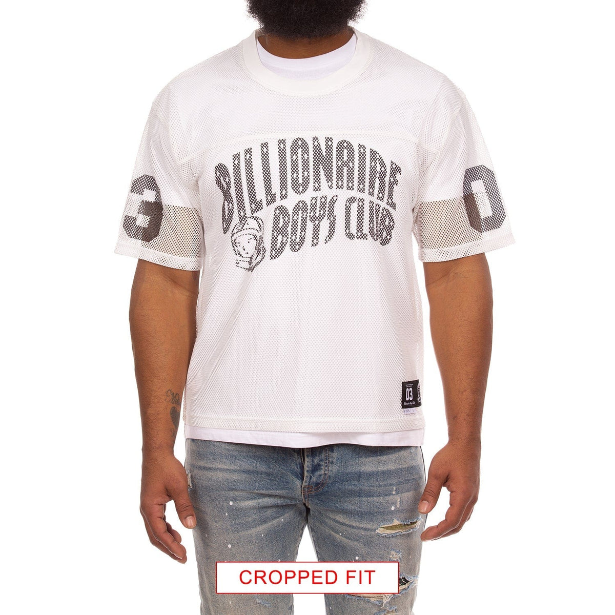 Billionaire Boys Club BB Varsity SS Knit Cropped Fit Tee (White) 851-6